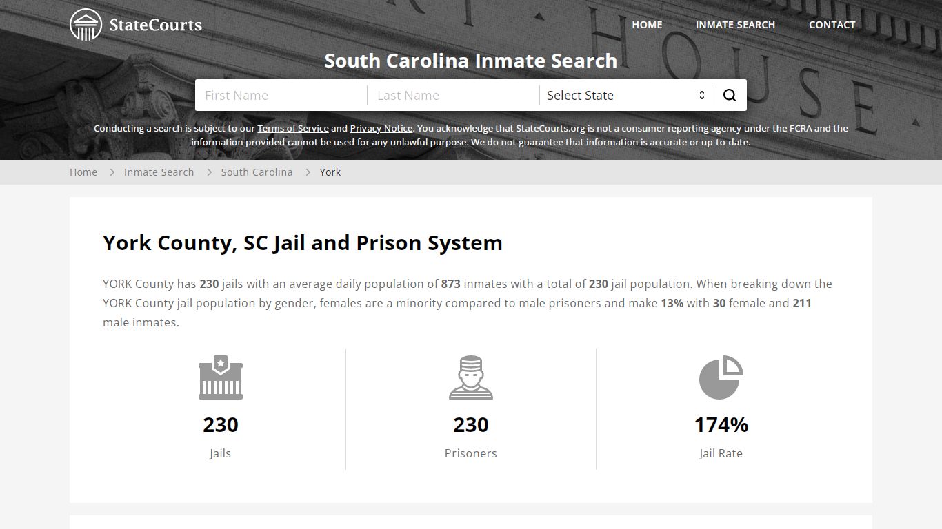 York County, SC Inmate Search - StateCourts